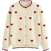 CIDER Cardigan Sweaters for Women Trendy Cute Sweaters Long Sleeve Crew Neck Heart Print Cardigans Spring Fall Outfits