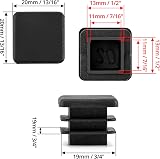 QWORK Square Plastic End Caps 3/4" x 3/4" 20mm Ribbed Tube Furniture Foot Plugs view 6