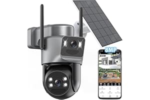 Caluxe 4K Solar Security Cameras Wireless Outdoor, Dual Lens 2-IN-1 Camera Surveillance Exterieur, 5G/2.4G WiFi 6, Color Nigh