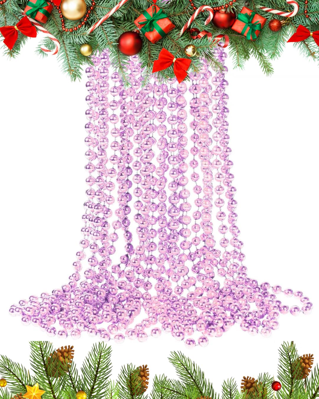 UKDeals Direct UKDD® 10m Long Christmas Bead Chain - Christmas Shiny Bead Garlands - Christmas tree Decorations (Blush Pink)