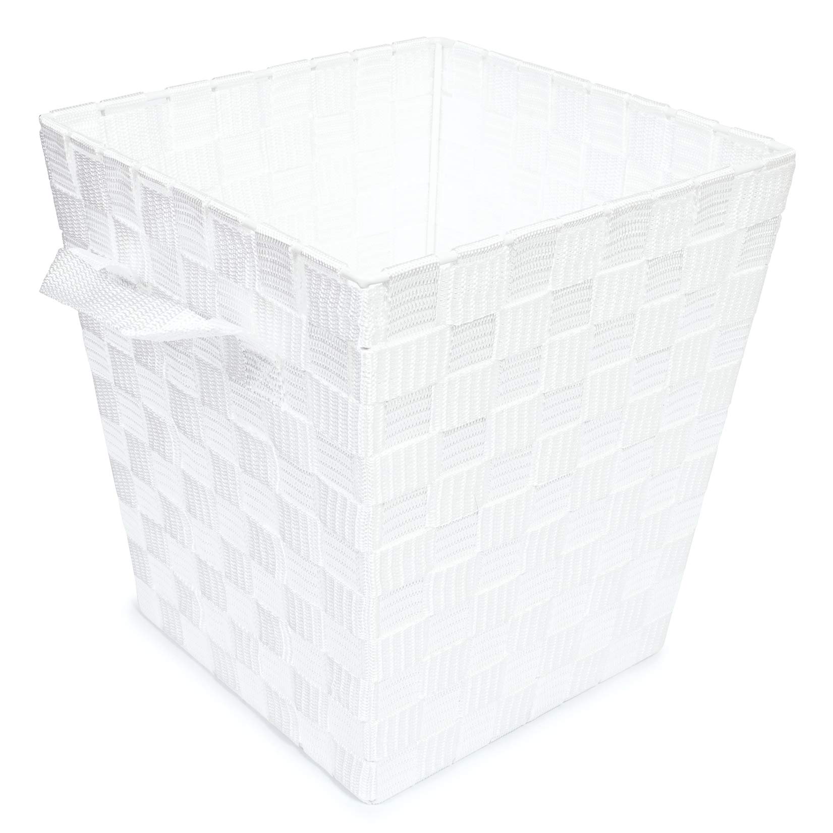 EHC Woodluv Woven Waste Paper Bin Basket With Hollow Handle - White