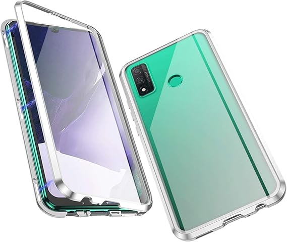 HONGGE Funda magntica de adsorcin para P Smart 2020 2021 360 PROTECCIN CUERPA Cuenta Cubierta DE Cristal TEMPEMENTE DE DOZILIDAD Color Silver Material P Smart 21