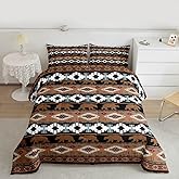 Feelyou Western Comforter Set Queen Size Bear Bedding Set for Kids Boys Girls Bohemian Rustic Country Duvet Quilt Southwestern Aztec Bedroom Decor Microfiber 3 Pcs with 2 Pillow Cases