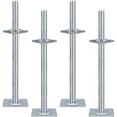 18" Scaffold Adjustable Leveling-Jack Parts - Yzzwer Galvanized Solid Threaded Rod Scaffolding Feet for Baker Style Scaffolding 4 Pack