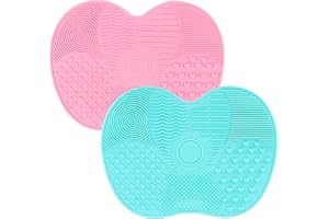 QBXMY7 2 Pcs Silicone Make Up Brush Cleaning Mat, Cosmetic Cleaning Pads,Makeup Brush Cleaner Mats, Portable Washing Tool with Suction Cup for Makeup Cosmetic Brushes-green/pink