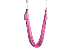 WELLSEM Aerial Yoga Hammock 5.5 Yards Yoga Swing Pilates Silk Home Fitness Include Carabiner,Daisy Chain, Pose Guide