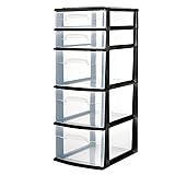HOMZ Drawer Tower, 5-Tier Clear Plastic Storage