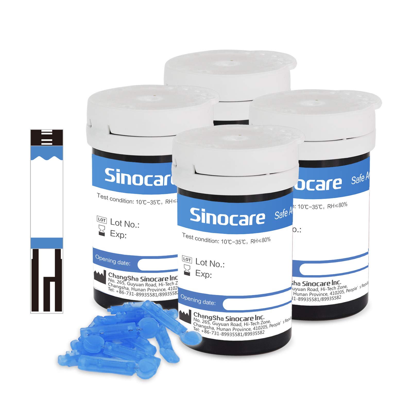 sinocare Safe AQ Angel Diabetes Strips/Blood Glucose Test Strips Require No Code x 100 pcs (Only for sinocare Safe AQ Angel Blood Glucose Monitor)