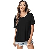 NACHILA Shirts for Women-Viscose Made from Bamboo,Short Sleeve Lounge Shirts Soft Sleepwear Tops Stretch T Shirt S-XL