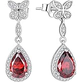 Fahonie Sterling Silver Butterfly Drop Earrings with Cubic Zirconia Dangle Earrings Birthstone Jewelry Gifts for Women