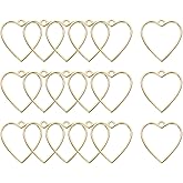 uxcell 18 Pcs Open Bezel, Heart Resin Bezels Pendants Open Back Bezels Metal Hollow Frame Charm for DIY Resin Crafts Earrings Jewelry Making, Gold