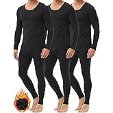 Winvote 3 Pack Thermal Underwear for Men Long Johns Fleece Lined Soft and Warm Set Base Layer for Cold Weather