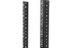 Tecmojo 9U Vertical Rack Rail Pair Kit DIY Rack Rails Kit, 12-24 Screws Included to Mount Equipment, Tapped Hole, Black