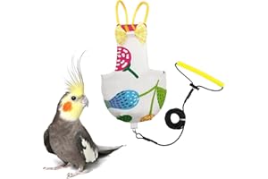 VANTRONIK VANFAVORI Bird Diaper Harness Flight Suit Clothes with 80 Inch Flying Leash for Parrots Cockatiel Pet Bird Including A Cotton Pad,Including A Cotton Pad, Flower