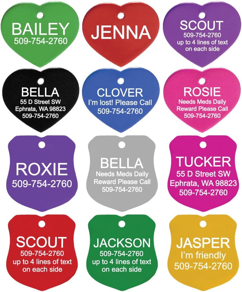 GoTags Pet ID Personalized Pet Tags for Dogs and Cats. Front & Backside Engraving and Sizes. Anodized Aluminum. Bone Shape Regular. : Pet Supplies