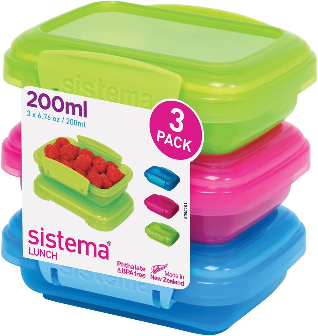 Sistema Lunch Collection Food Storage Containers, Assorted Colors, 6.7