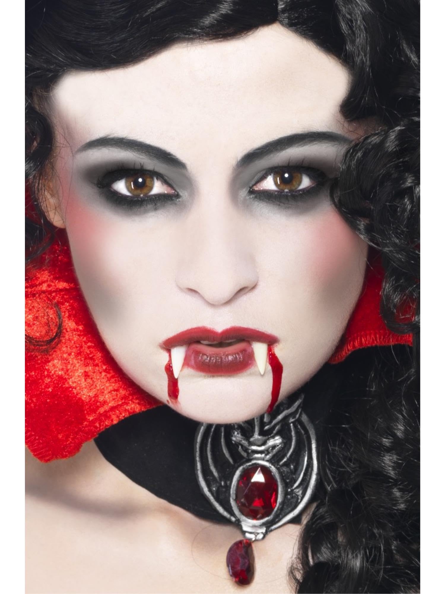 Smiffys Make-Up FX, Vampire Kit, White & Red Facepaint, Fangs, Blood Tube & Applicator, Cosmetics and Disguises Fancy Dress, Vampire Dress Up Cosmetics & Disguises.