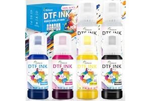 Welacer Upgraded Auto-Fill DTF Ink for ET-8550, ET-8500, 100mlx6 Heat Transfer Ink Conversion Kit, High Density Pigment Ink - Compatible with All DTF Films&Printers(Anti-UV, ICC-Free)