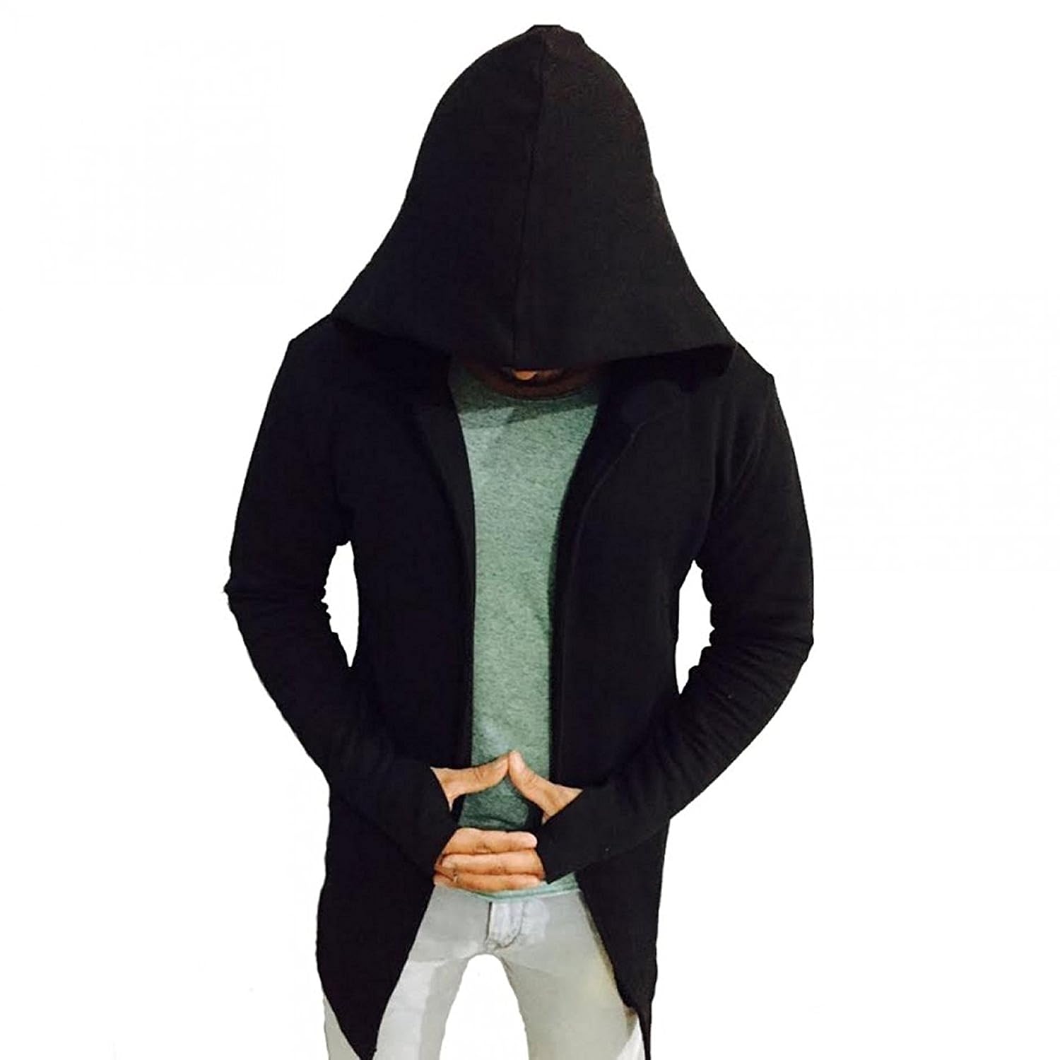 slim fit black hoodie mens