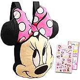 Disney Minnie Mouse Backpack for Kids - Plush 15" Minnie Backpack with Adjustable Shoulder Straps Plus Minnie Stickers, More for Girls | Minnie Mini Backpack