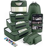 Veken 8 Set Packing Cubes for Travel Essentials, Suitcase Organizer Bags in 4 Sizes, Carry-On Luggage Accessories with Large Laundry & Hanging Toiletry Bag, Must-Have for Airplane, Road Trip & Camping
