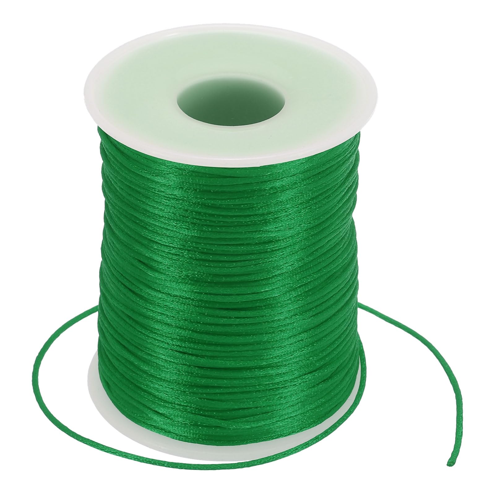 PATIKIL 1.5mm x 109 Yard Nylon Satin Cord, Nylon Beading String Knotting Cord Chain Braided Rope for Bracelets Jewelry Trim Chinese Knot, Green
