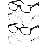 Success Eyewear Reading Glasses Set of 4 Black Quality Readers Spring Hinge Glasses for Reading for Men and Women