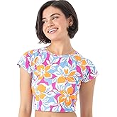 Roxy Womens Crop Top Rash Guard – UPF 50+, Quick-Dry Swim Shirt, Pool, Surf, Beach, Water Sports