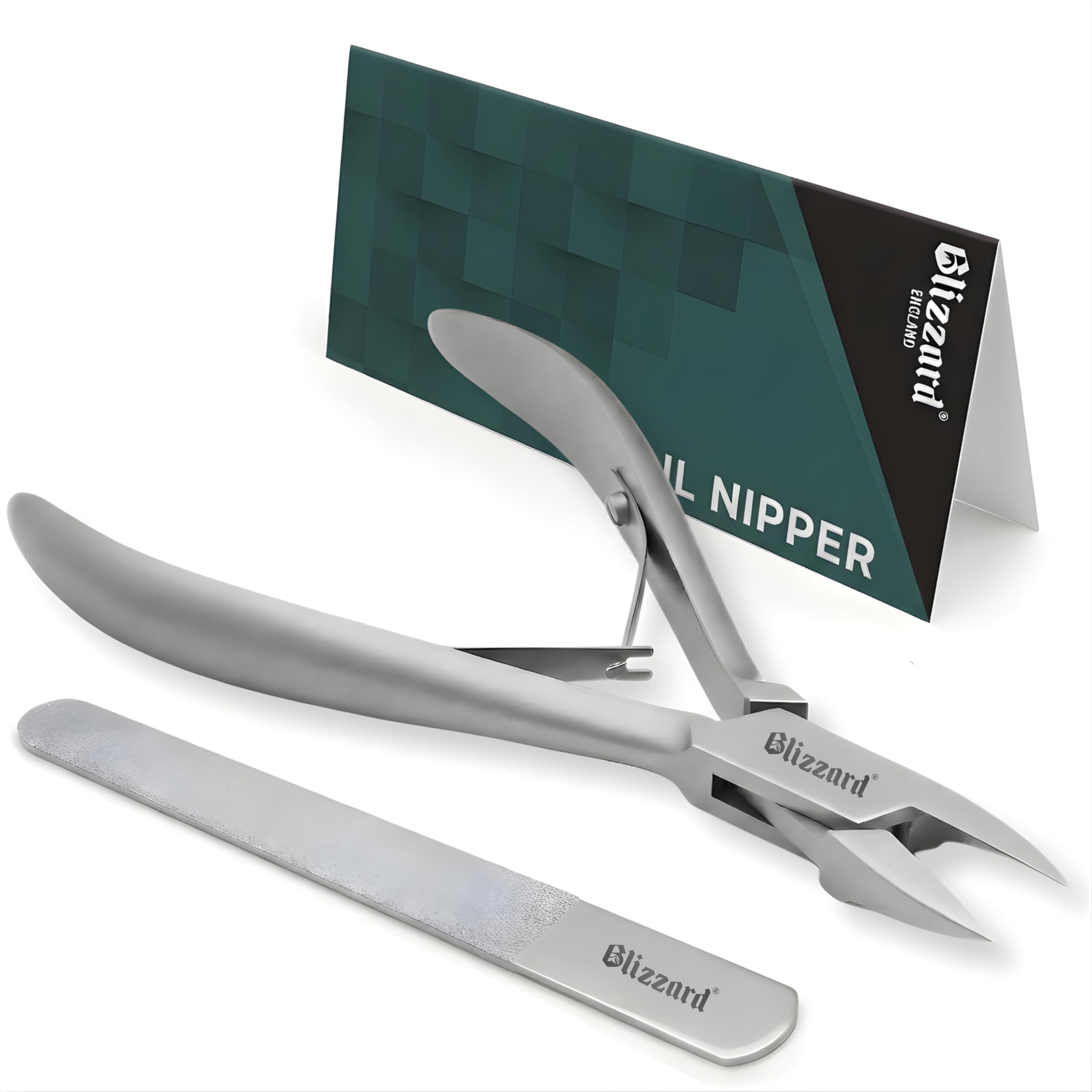 Blizzard Professional Ingrown Toenail Clippers – Ingrown Nail Nippers – Podiatry Grade Stainless Steel Toenail Clippers for Seniors & Mens Grooming – Includes Metal File – 13cm Straight Head