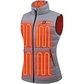Venustas Lightweight Women's Heated Down Vest with Battery, Recycled Electric Heating Puffer Vest with 90% Down