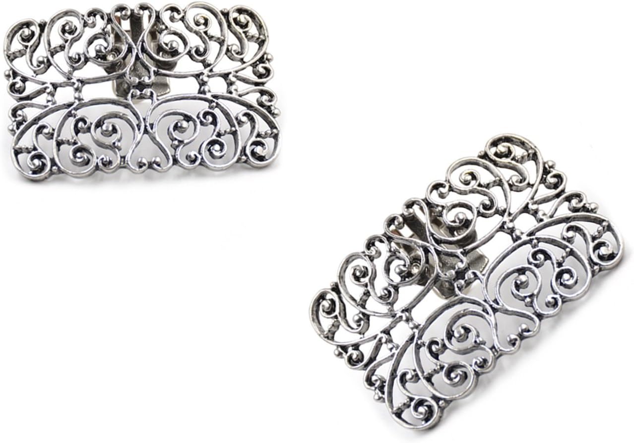 2 Pc Vintage Clips Retro Totem Shoes Rhinestone Style Removable Mental Clip Elegant Decoration