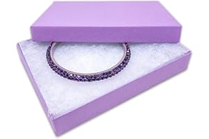 THEDISPLAYGUYS FOR YOUR MODERN LIVING TheDisplayGuys - 25-Pack #53 Cotton Filled Cardboard Paper Jewelry Boxes Gift Case - Purple Lavender (5.4" x 3.9" x 1.0") - for Shipping or Storage
