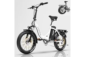 EUYBIKE Folding Electric Bike for Adults with Peak 1000W Motor, 48V 20AH Battery up to 30MPH 80 Miles, 20" Fat Tire All Terrain Ebike, Front Suspension 7-Speed Commuter E Bike, Step-Thru, UL Certified