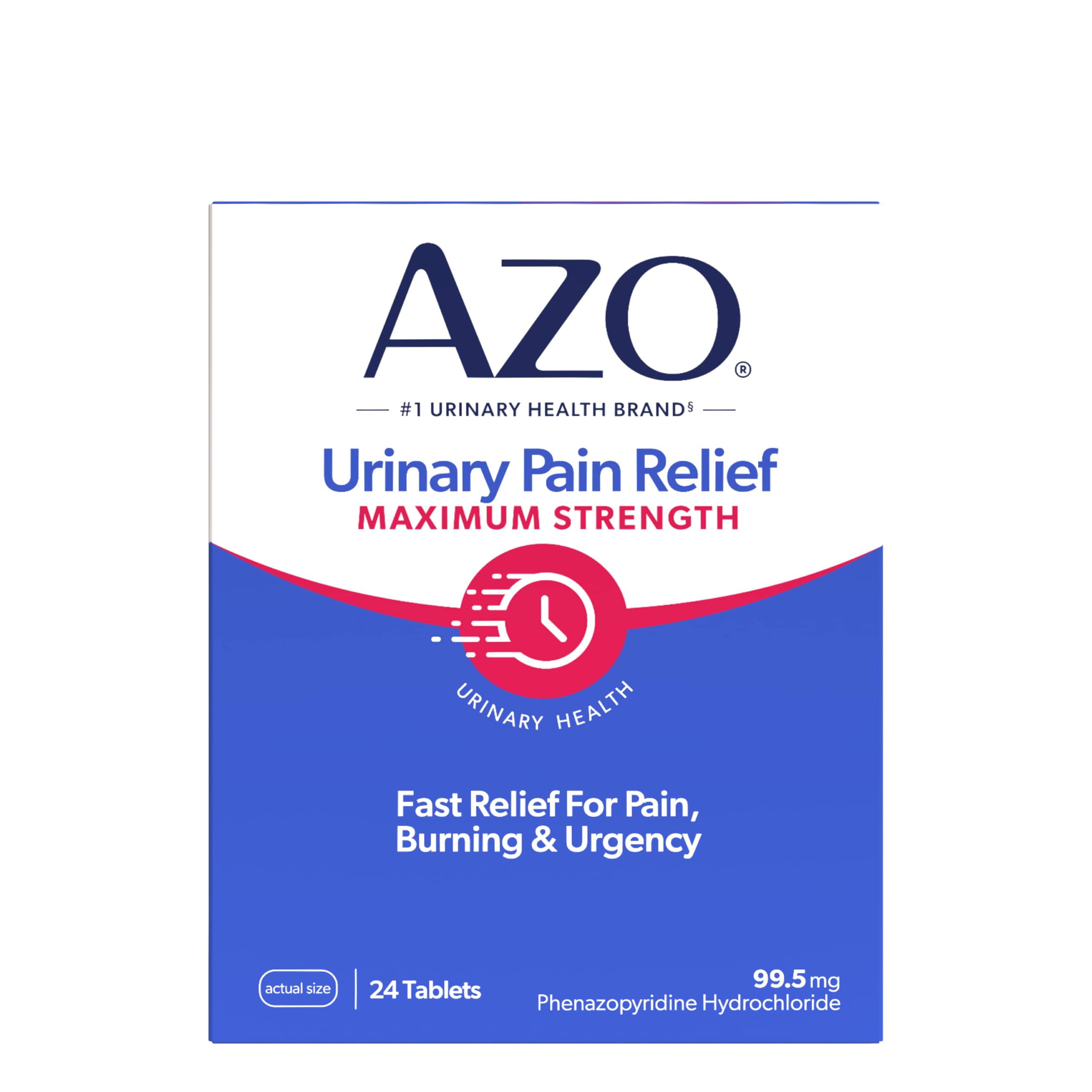 AZO Urinary Pain Relief Maximum Strength, Fast relief of UTI Pain, Burning & Urgency, Targets Source of Pain, #1 Most Trusted Brand, 24 Tablets