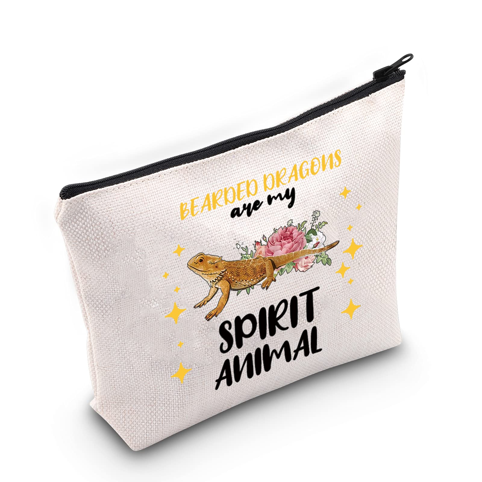 LEVLO Funny Bearded Dragon Cosmetic Make Up Bag Bearded Dragon Lover Inspired Gift Bearded Dragons Are My Spirit Animal Makeup Zipper Pouch Bag For Women Girls, Bearded Dragons Spirit, L, Tote Bag