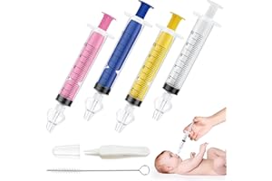 Aolso Baby Nasal Irrigator, 4PCS Nasal Syringe for Baby, Syringe Nasal Irrigator with Tweezers & Cleaning Brush, Baby Nasal Aspirator with Silicone Nasal Suction Tips Portable Baby Nasal Syringe