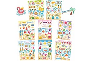DUJAA Summer Stickers Pool Beach Luau Hawaii Sun Stickers Hello Summer Ocean Beach Stickers Hawaiian Ice Cream Stickers for Scrapbooking Water Bottles, Summer Theme Family School Classroom Party Favor