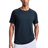 CRZ YOGA Texture Workout Shirts for Men - Lightweight Crewneck Running Athletic T-Shirts Short Sleeve Gym Tops