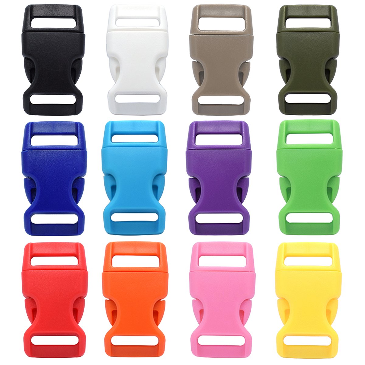 KEEJEA 12 Colors Curved 5/8 Side Release Plastic Buckles 60 Pack