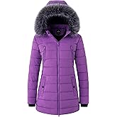 wantdo Women's Warm Winter Coat Heavy Puffer Jacket Parka with Fur Trimmed Hood