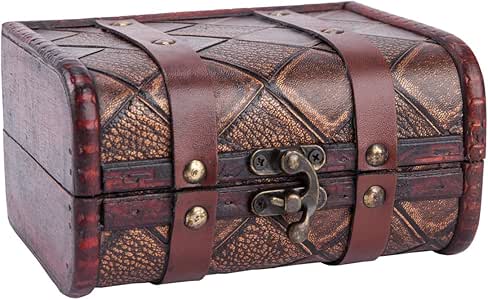 WaaHome Cofre del Tesoro para Almacenamiento, Tesoro Caja de madera