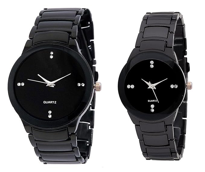 Collection Watches Analogue Black Dial Mens and Women Watch -Couple_Black