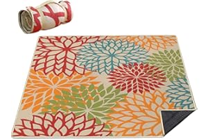 Cuslnox Picnic Blankets Waterproof Foldable Extra Large,80"x 80" Outdoor Beach Blanket Sandproof,3-Layer Lightweight Handy Mat Tote Picnic Camping Rugs for Outside Your Rv(Tropics Botanical Floral)