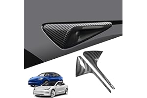 YHCDSEA for 2025 2024 Tesla Model 3/Y HW4.0 Side Camera Protection Cover Decoration Accessories fit for Tesla Model 3/Y with HW4.0 (HW4.0-Glossy Carbon Fiber Pattern)