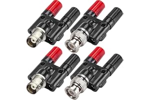DKARDU 4PCS BNC Male Plug to 2X 4mm Dual Banana Female Jack Socket Binding Post Coax Coaxial Splitter Connector Adapter BNC B