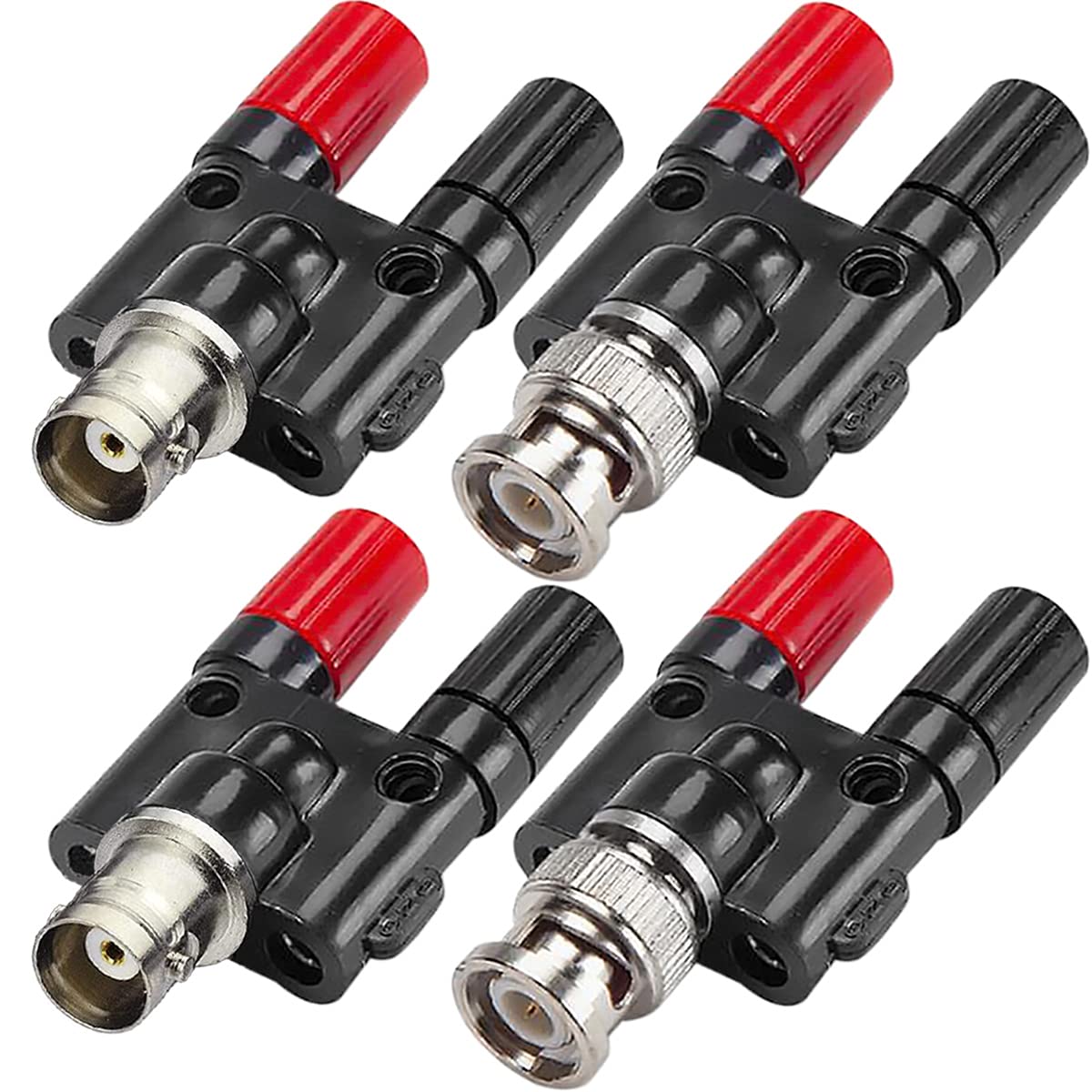 Xiatiaosann 4PCS BNC Male Female Plug to 2X 4mm Dual Banana Female Jack Socket Binding Post RF Coax Coaxial Splitter Connector BNC Banana Adapter for Oscilloscope