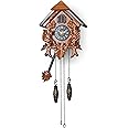 TIMEGEAR Cuckoo Wall Clock with Night Mode in Traditional German Style with Carved Squirrels (Cherry)
