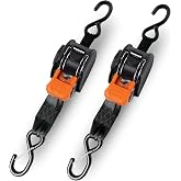 CargoBuckle Mini G3 Retractable Ratchet Straps, 1400 Lb 1 in x 6 Ft, 2-Pack | Dual S-Hooks, Polyester Web, Anti-Corrosive Build, Dual Safety Locks, 466 lb Working Load Each, for Motorcycles, No Carry Bag