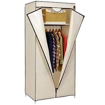 Vonhaus Single Canvas Effect Wardrobe Clothes Storage Cupboard