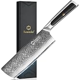 Kitchen Knife Japanese Damascus Nakiri Knife 7 Inch | Sharp Chopping Knife for Cutting Vegetable, Meats, Fruits